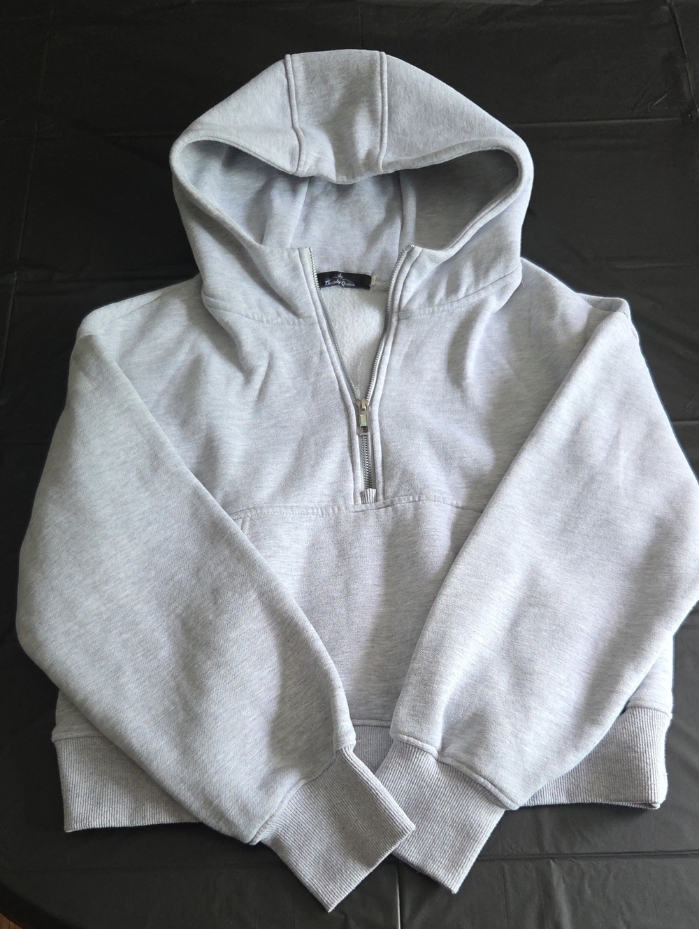 Light Gray Half-Zip Hooded Sweatshirt - Unbranded